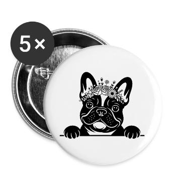French Bulldog - Buttons large 2.2''/56 mm (5-pack) - white - Front
