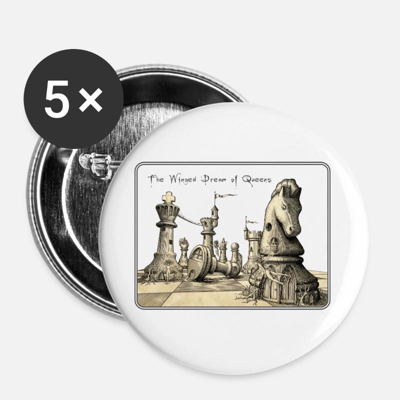 Winged Dream of Queens - Buttons large 2.2''/56 mm (5-pack) - white