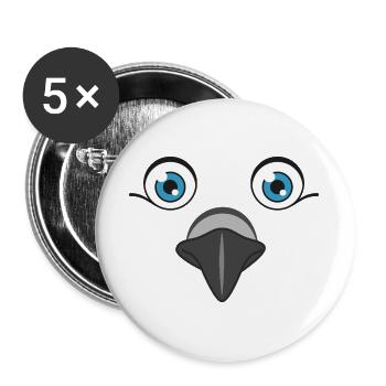 Adorable Tête de Colombe Amoureux des oiseaux Pigeon Peace Art graphique - Lot de 5 grands badges (56 mm) - blanc - Devant