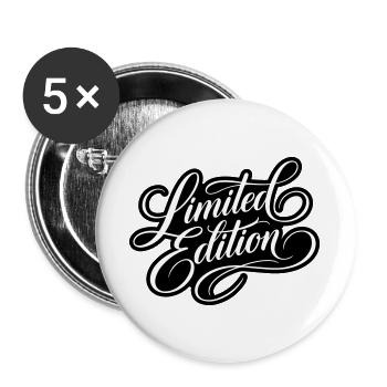 Limited Edition Schriftzug - Buttons groß 56 mm (5er Pack) - Weiß - Vorne