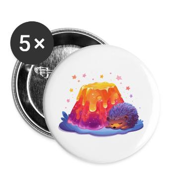 Lavahügel Kuschel Igel - Buttons groß 56 mm (5er Pack) - Weiß - Vorne