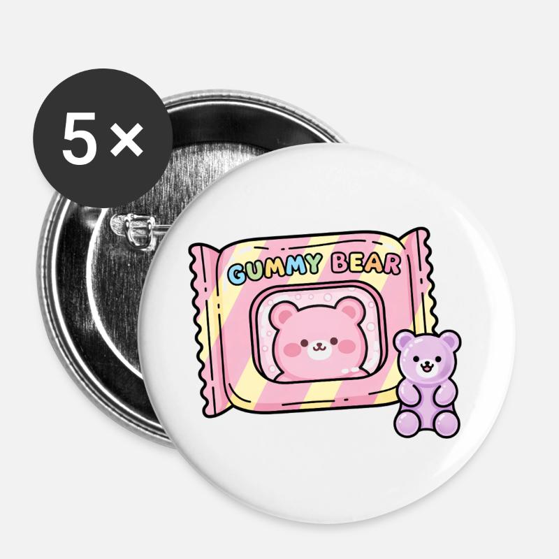 Gummy Bear Candy Pop Illustration - Buttons large 2.2''/56 mm (5-pack) - white