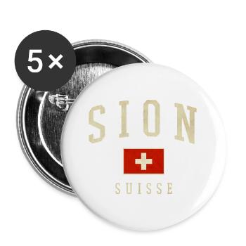 Sion Suisse Emblem Vintage - Buttons groß 56 mm (5er Pack) - Weiß - Vorne
