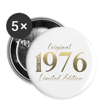 50. Geburtstag Original Januar Jahrgang 1976 - Buttons groß 56 mm (5er Pack) - Weiß - Vorne