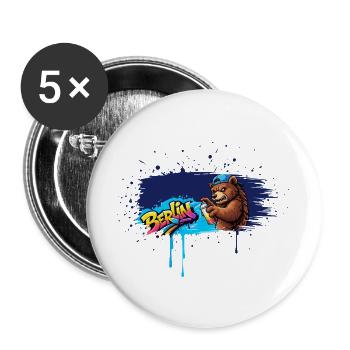Berlin Graffiti Bear with Spray Can Street Art - Buttons large 2.2''/56 mm (5-pack) - white - Front
