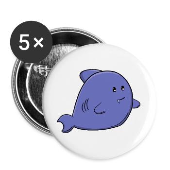 Mignon requin bleu adorable animal marinier Kawaii - Lot de 5 grands badges (56 mm) - blanc - Devant