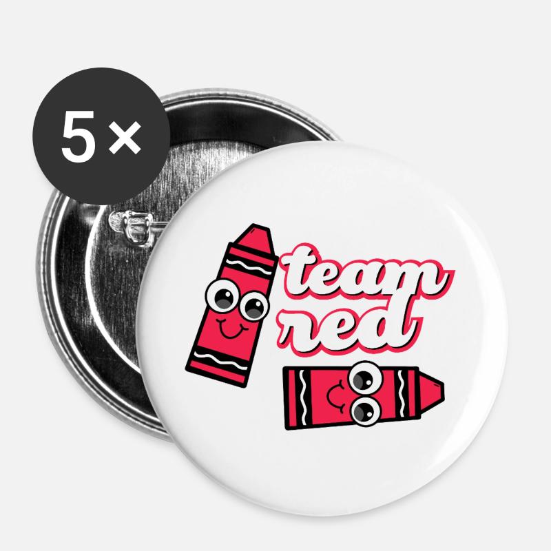 Red Team Cheerful Pencils - Buttons large 2.2''/56 mm (5-pack) - white
