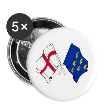 Gekreuzte Flaggen West Sussex & England - Buttons groß 56 mm (5er Pack) - Weiß - Vorne