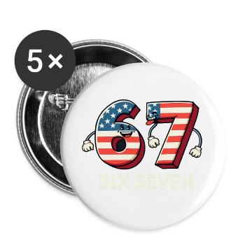 US Flag 67 Memes Six Seven - Buttons large 2.2''/56 mm (5-pack) - white - Front