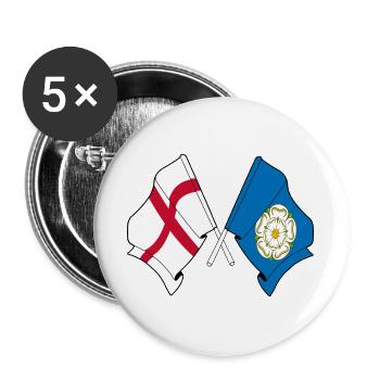 Yorkshire & England Crossed - Buttons groß 56 mm (5er Pack) - Weiß - Vorne