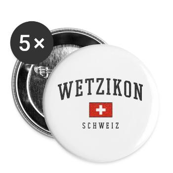 Wetzikon Schweiz Flagge - Buttons groß 56 mm (5er Pack) - Weiß - Vorne