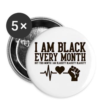 Je suis noir chaque mois battement de cœur Poing - Lot de 5 grands badges (56 mm) - blanc - Devant