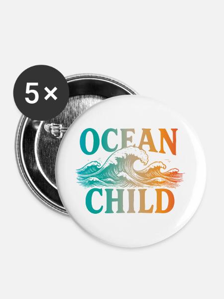 Ocean Child - Buttons groß 56 mm (5er Pack) - Weiß