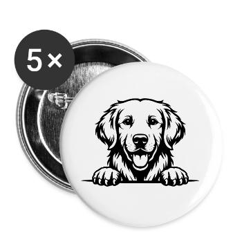 Golden Retriever avec des pattes - Lot de 5 grands badges (56 mm) - blanc - Devant