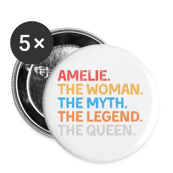 Amelie La Femme Le Mythe La Légende La Reine - Lot de 5 grands badges (56 mm) - blanc - Devant