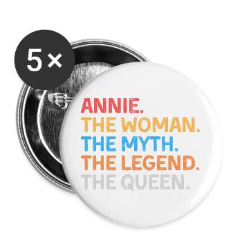 Annie The Woman The Myth The Legend The Queen - Buttons large 2.2''/56 mm (5-pack) - white - Front