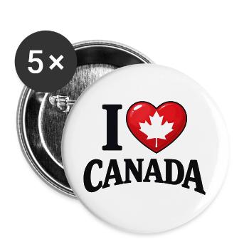 I Love Canada – Maple Leaf Message - Buttons large 2.2''/56 mm (5-pack) - white - Front