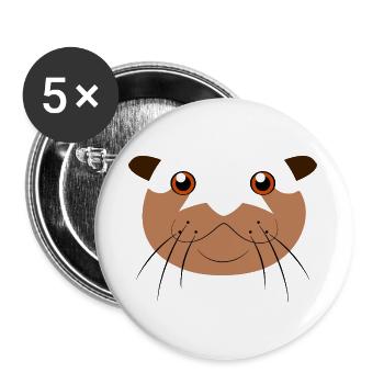 Niedliches Ottergesicht-Tier Faules DIY-Kostüm - Buttons groß 56 mm (5er Pack) - Weiß - Vorne