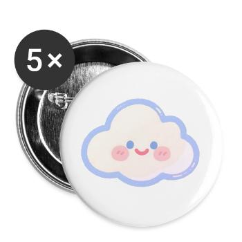 Nuage pastel Charme câlin Nuage des enfants - Lot de 5 grands badges (56 mm) - blanc - Devant