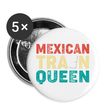 Domino Mexican Train - Buttons groß 56 mm (5er Pack) - Weiß - Vorne