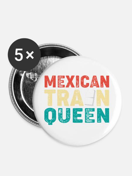 Domino Mexican Train - Buttons groß 56 mm (5er Pack) - Weiß