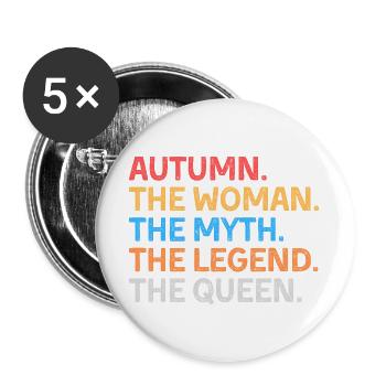 Automne La Femme Le Mythe La Légende La Reine - Lot de 5 grands badges (56 mm) - blanc - Devant