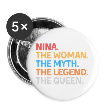 Nina La Femme Le Mythe La Légende La Reine - Lot de 5 grands badges (56 mm) - blanc - Devant
