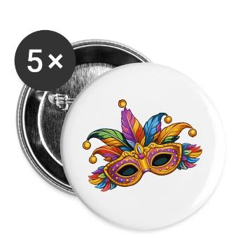 Colourful carnival mask – elegant carnival motif - Buttons large 2.2''/56 mm (5-pack) - white - Front