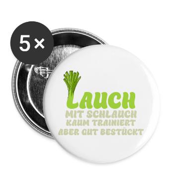 Gym LAUCH MIT SCHLAUCH KAUM TRAINIERT Lustig - Buttons groß 56 mm (5er Pack) - Weiß - Vorne