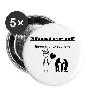 Maître d’être grand-parent - Lot de 5 grands badges (56 mm) - blanc - Devant