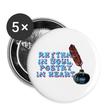 Poesie in Seele und Herz - Buttons groß 56 mm (5er Pack) - Weiß - Vorne