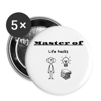 Meister-of-Life-Hacks - Buttons groß 56 mm (5er Pack) - Weiß - Vorne