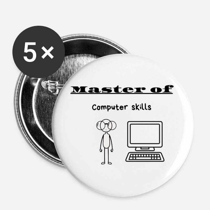 Master of Computer skills - Buttons large 2.2''/56 mm (5-pack) - white