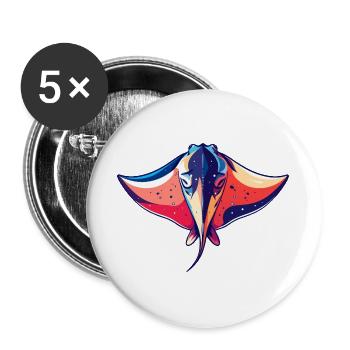 Colorful Manta Rays Graphic Sea Creatures Motif - Buttons large 2.2''/56 mm (5-pack) - white - Front