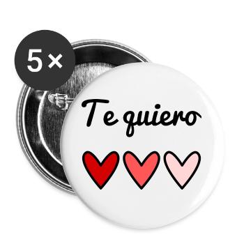 ICH LIEBE DICH. HERZ. PAAR. GERADE VERHEIRATET. Junggesellinnenabschied - Buttons groß 56 mm (5er Pack) - Weiß - Vorne