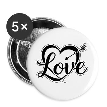 Heart love valentine's day - Buttons large 2.2''/56 mm (5-pack) - white - Front