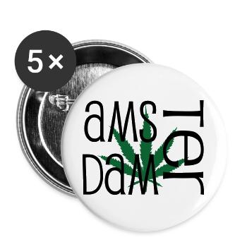 Amsterdam - Cannabis - Weed - Buttons large 2.2''/56 mm (5-pack) - white - Front