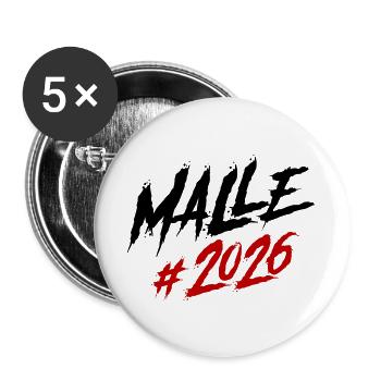 Malle 2026 Mallorca Team - Buttons groß 56 mm (5er Pack) - Weiß - Vorne