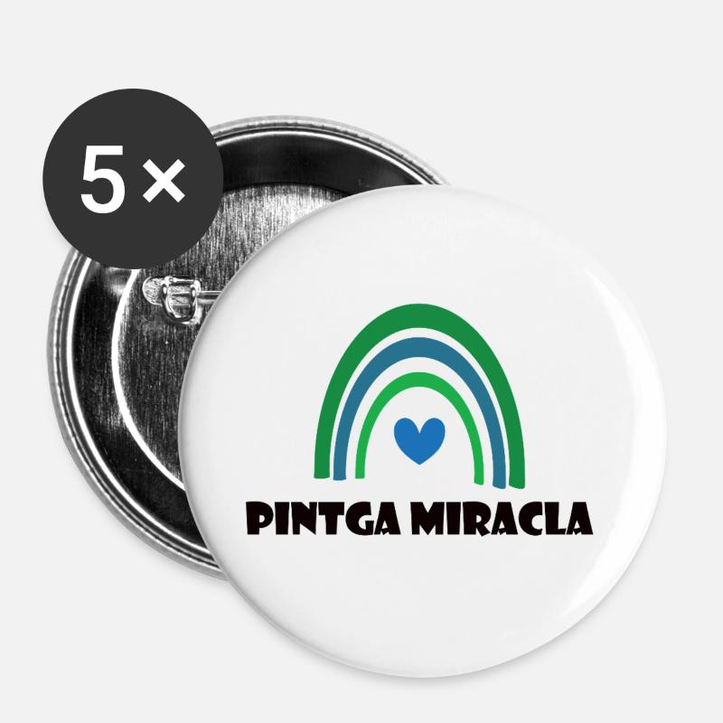 Green Blue Rainbow Heart - Buttons large 2.2''/56 mm (5-pack) - white