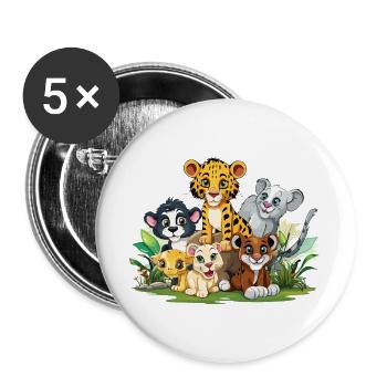 Animal lovers in the jungle - Buttons large 2.2''/56 mm (5-pack) - white - Front