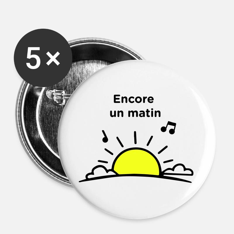 Ein weiterer Morgen - Buttons groß 56 mm (5er Pack) - Weiß