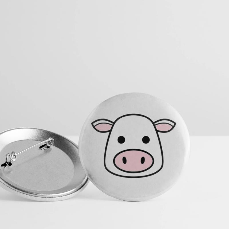 Cute Cow Head Face Comic Vector Buttons large 2.2''/56 mm (5-pack)
