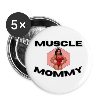 Muscle Mommy Kraftdesign - Lot de 5 grands badges (56 mm) - blanc - Devant