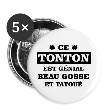 Un tonton génial - Lot de 5 grands badges (56 mm) - blanc - Devant