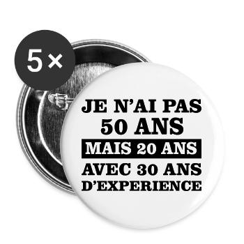 50 ans - Lot de 5 grands badges (56 mm) - blanc - Devant