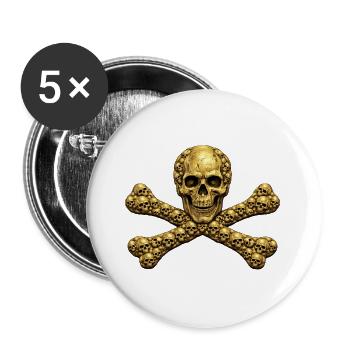 Golden Skull Cross - Buttons large 2.2''/56 mm (5-pack) - white - Front