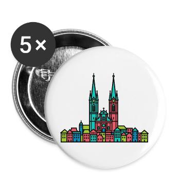 St. Gallen City Skyline Abbey Bibliothek Linienzeichnungen - Buttons groß 56 mm (5er Pack) - Weiß - Vorne