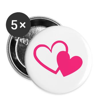 Valentinstag Herz pink rosa Geschenk Valentinstag - Buttons groß 56 mm (5er Pack) - Weiß - Vorne