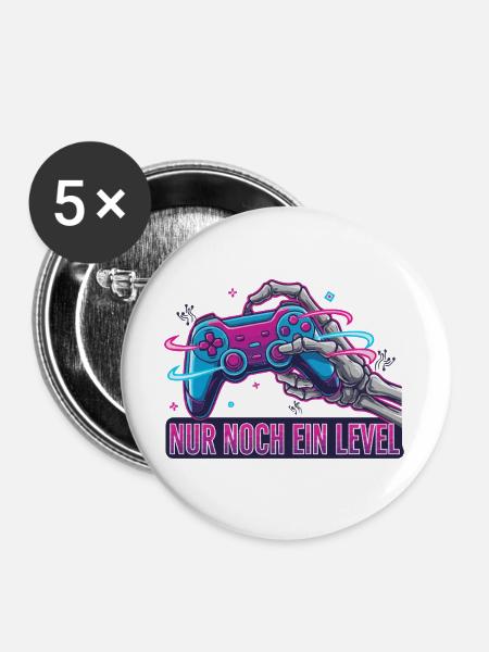 Nur_noch_ein_Level - Buttons groß 56 mm (5er Pack) - Weiß
