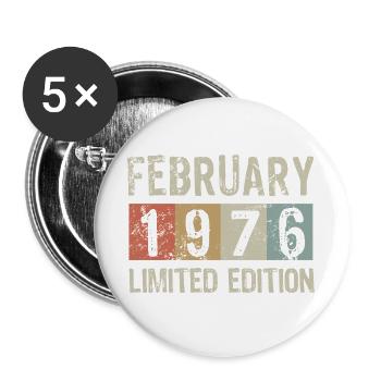 Limited Edition February 1976 Birthday Gift - Buttons large 2.2''/56 mm (5-pack) - white - Front